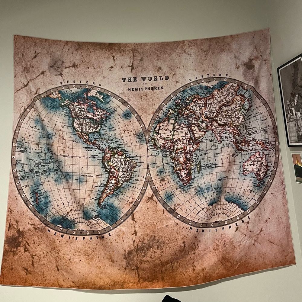 old world map tapestry